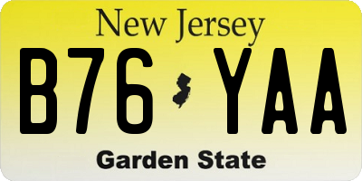 NJ license plate B76YAA