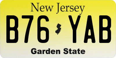 NJ license plate B76YAB