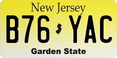 NJ license plate B76YAC