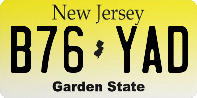 NJ license plate B76YAD