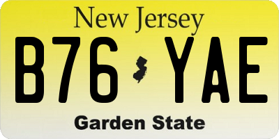 NJ license plate B76YAE