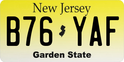 NJ license plate B76YAF