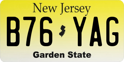 NJ license plate B76YAG