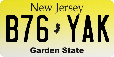 NJ license plate B76YAK