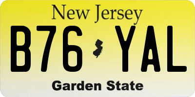 NJ license plate B76YAL