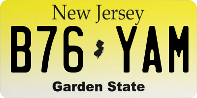 NJ license plate B76YAM