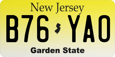NJ license plate B76YAO