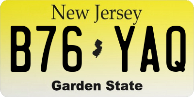 NJ license plate B76YAQ