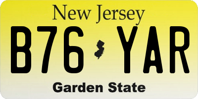 NJ license plate B76YAR