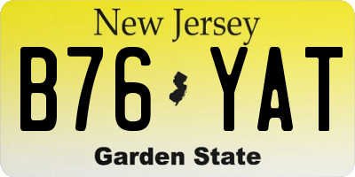 NJ license plate B76YAT