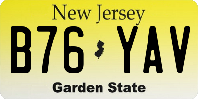NJ license plate B76YAV