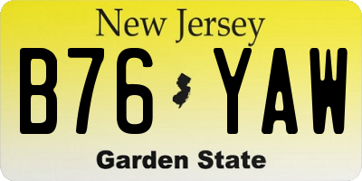 NJ license plate B76YAW