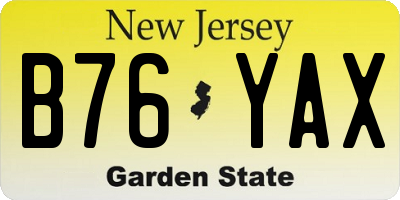 NJ license plate B76YAX