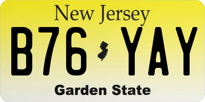 NJ license plate B76YAY