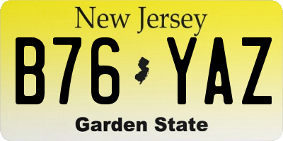 NJ license plate B76YAZ