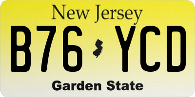 NJ license plate B76YCD
