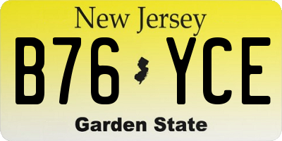 NJ license plate B76YCE