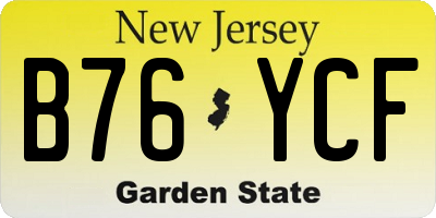 NJ license plate B76YCF