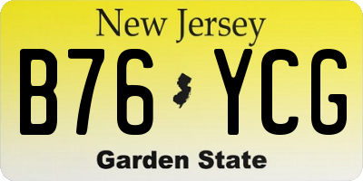 NJ license plate B76YCG