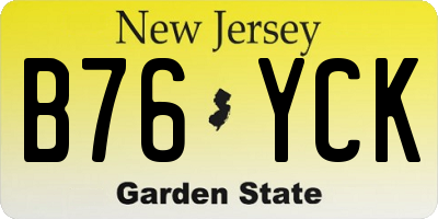 NJ license plate B76YCK