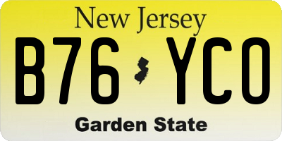 NJ license plate B76YCO