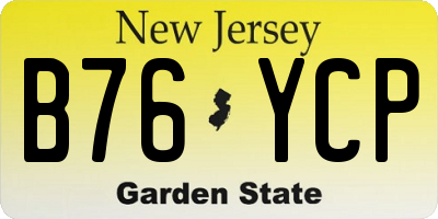 NJ license plate B76YCP