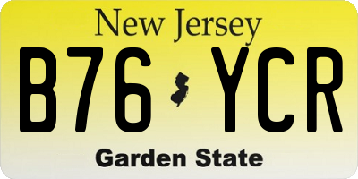 NJ license plate B76YCR