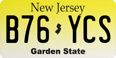 NJ license plate B76YCS