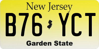 NJ license plate B76YCT