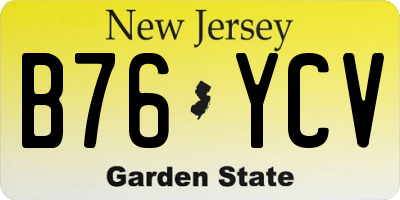 NJ license plate B76YCV