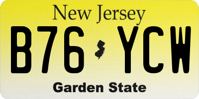 NJ license plate B76YCW
