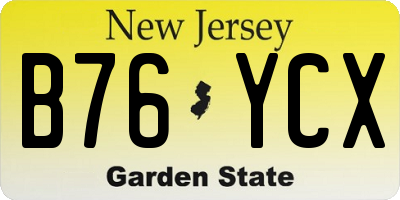 NJ license plate B76YCX