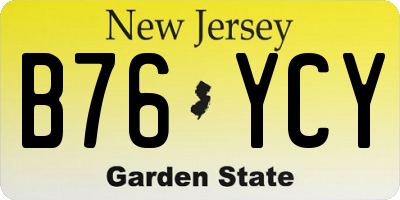 NJ license plate B76YCY
