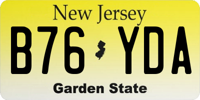 NJ license plate B76YDA