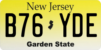 NJ license plate B76YDE