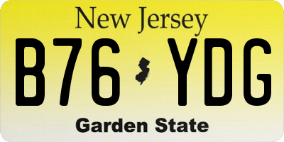NJ license plate B76YDG