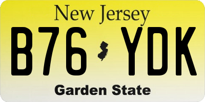 NJ license plate B76YDK