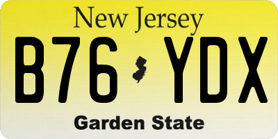 NJ license plate B76YDX