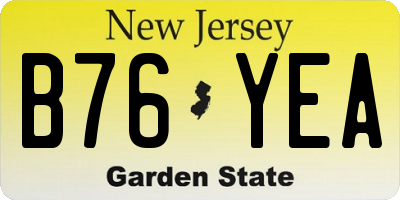 NJ license plate B76YEA