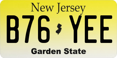 NJ license plate B76YEE