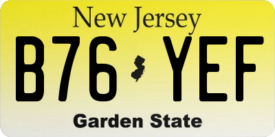 NJ license plate B76YEF