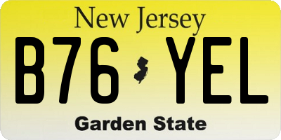 NJ license plate B76YEL