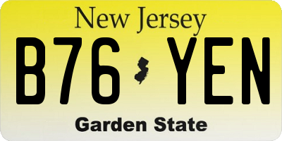 NJ license plate B76YEN
