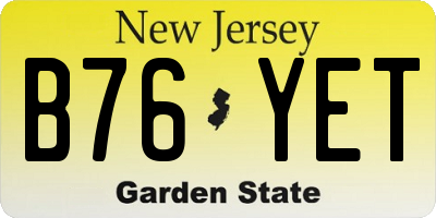 NJ license plate B76YET