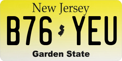 NJ license plate B76YEU