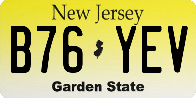 NJ license plate B76YEV