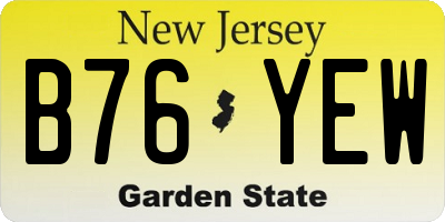 NJ license plate B76YEW