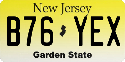 NJ license plate B76YEX