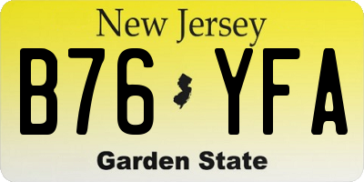 NJ license plate B76YFA