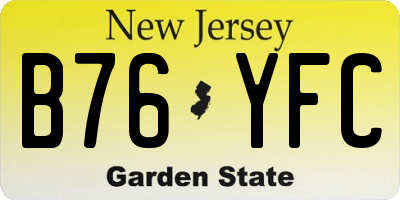 NJ license plate B76YFC